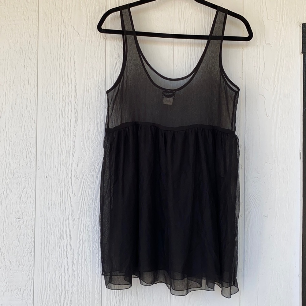 Free People Black Sheer Mesh Chemise Slip